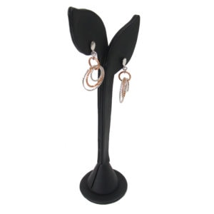 Black Faux Leather One Pair Earring Jewelry Display Holder Leaf Style Stand Dangling