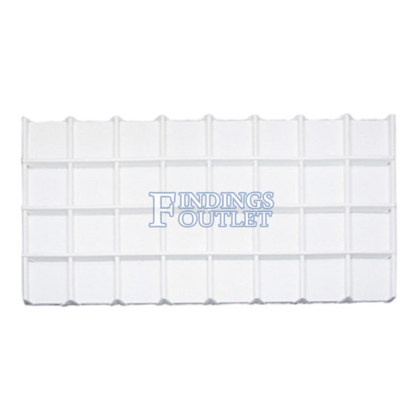 White Faux Leather 32 Compartment Jewelry Display Holder Full Size Tray Liner Plain