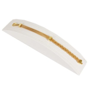 White Faux Leather Single Bracelet Jewelry Display Holder Low Elegant Fancy Ramp