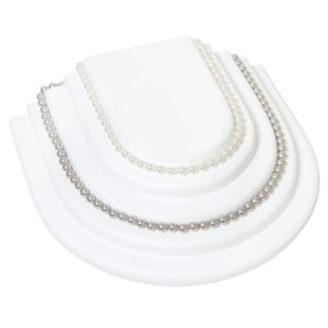 White Faux Leather Necklace Chain Jewelry Display Holder Tier Neckform Platform