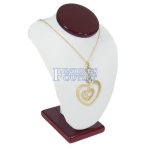 Rosewood White Faux Leather Necklace Chain Jewelry Display Holder High Neckform Small Stand Rev Angle