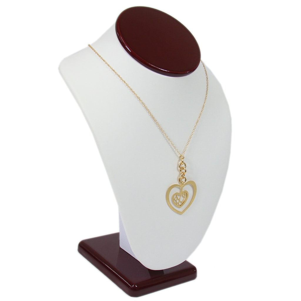Rosewood White Faux Leather Necklace Chain Jewelry Display Holder Neckform Stand 
