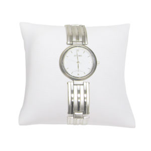 White Faux Leather Pillow Jewelry Display Holder Bracelet Watch Showcase Cushion