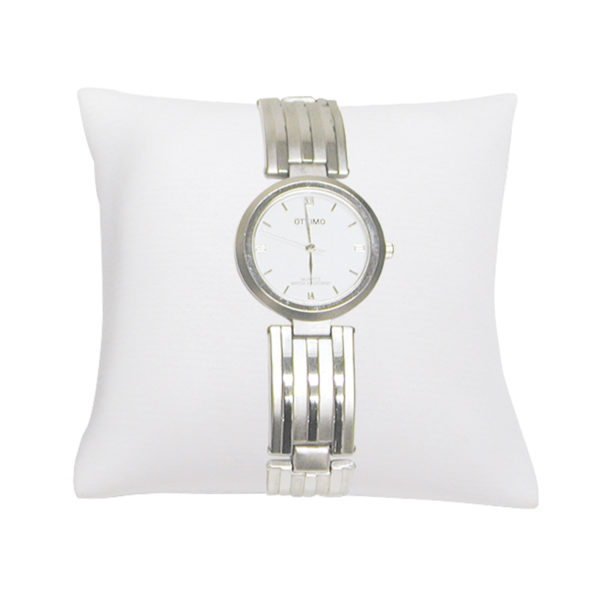 White Faux Leather Pillow Jewelry Display Holder Bracelet Watch Showcase Cushion