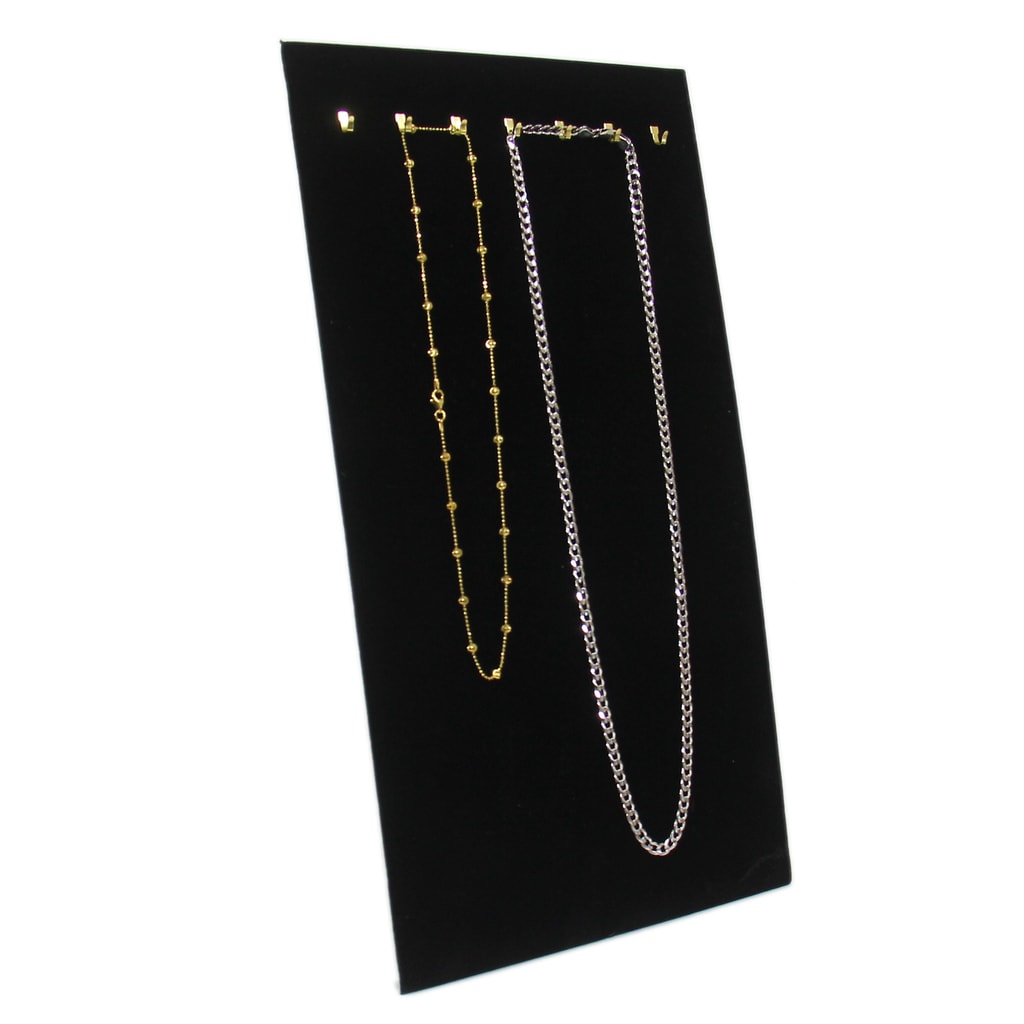 Black Velvet 7 Hook Easel Stand Necklace Chain Jewelry Display 