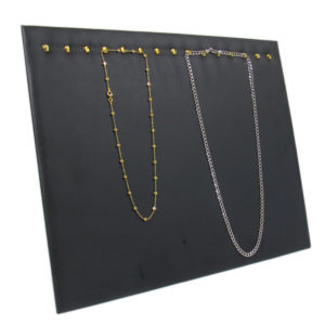 Black Faux Leather 15 Hook Necklace Chain Jewelry Display Holder Neck Easel Stand