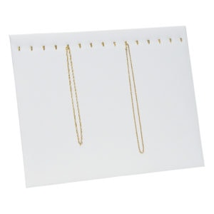 White Faux Leather 15 Hook Necklace Chain Jewelry Display Holder Neck Easel Stand