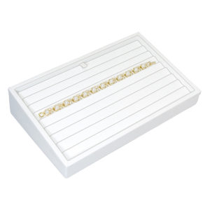 White Faux Leather 8 Slot Bracelet Jewelry Display Holder Showcase Slanted Tray