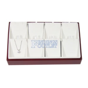 Rosewood White Faux Leather 8 Slot Pendant Jewelry Display Holder Showcase Tray Straight