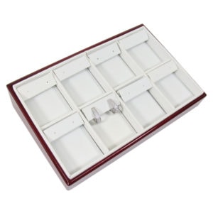 Rosewood White Faux Leather 8 Slot Earring Jewelry Display Holder Showcase Tray