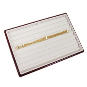 Rosewood White Faux Leather 8 Bracelet Jewelry Display Holder Showcase Tray