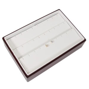 Rosewood White Faux Leather 15 Pair Earring Jewelry Display Holder Showcase Tray