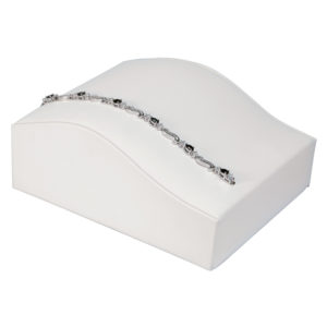 White Faux Leather Bracelet Jewelry Display Holder Medium Contour Bracelet Stand