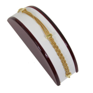Rosewood White Faux Leather 2 Bracelet Jewelry Display Holder Half Moon Stand