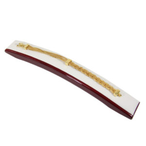 Rosewood White Faux Leather Single Bracelet Jewelry Display Holder Ramp Stand