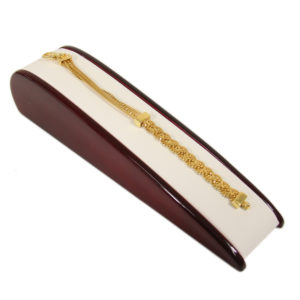 Rosewood White Faux Leather Single Bracelet Jewelry Display Holder Stand