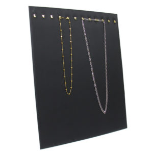 Black Faux Leather 12 Hook Necklace Chain Jewelry Display Holder Easel Stand