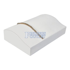 White Faux Leather Bracelet Jewelry Display Holder Contour Padded Showcase Stand Angle