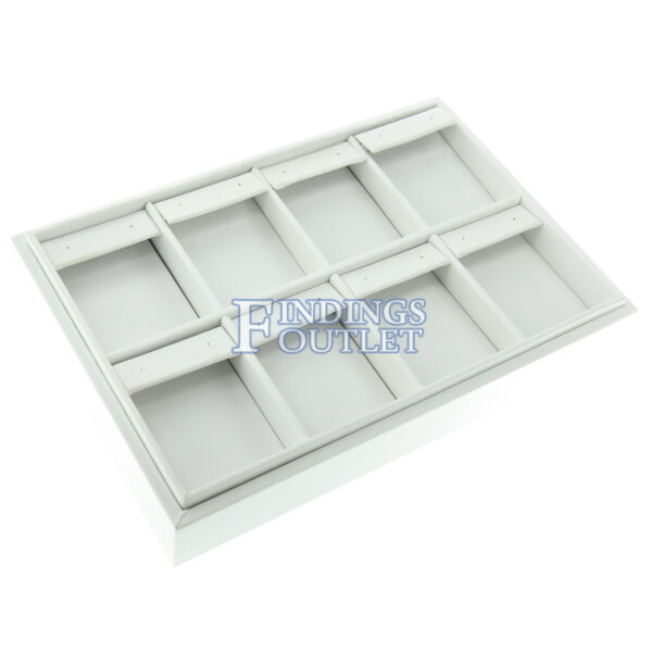 White Faux Leather 8 Slot Earring Jewelry Display Holder Showcase Slanted Tray Angle