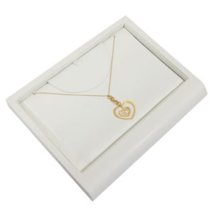 White Faux Leather One Necklace Chain Jewelry Display Holder Showcase Stand Tray