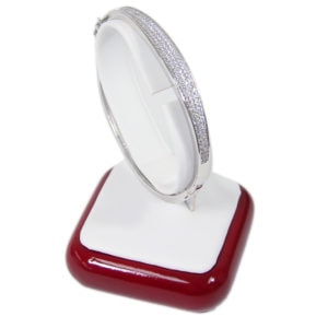 Rosewood White Faux Leather Watch Bangle Bracelet Jewelry Display Holder Stand