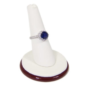 Rosewood White Faux Leather Single Ring Jewelry Display Holder Round Finger Stand