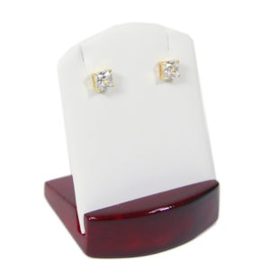 Rosewood White Faux Leather 1 Pair Earring Pendant Jewelry Display Holder Stand