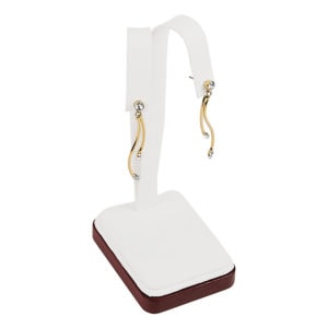Rosewood White Faux Leather 1 Pair Earring Pendant Jewelry Display Holder Stand 