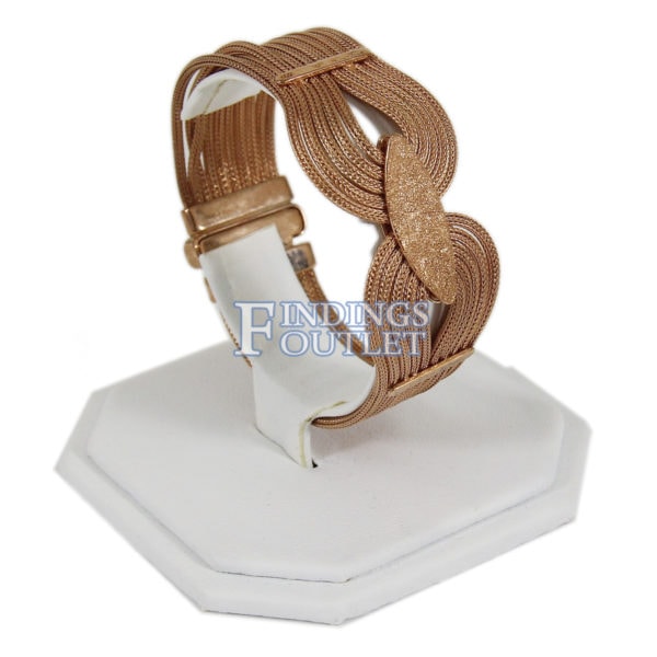 White Faux Leather Watch And Bracelet Jewelry Display Holder Collar 3.25" x 3.5" Stand Angle