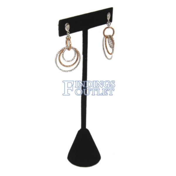 Black Velvet One Pair Earring Jewelry Display Holder Medium T-Bar Stand Showcase Angle
