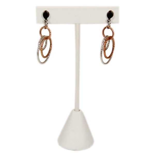 White Faux Leather One Pair Earring Jewelry Display Holder Large T-Bar Stand Showcase