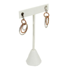 White Faux Leather One Pair Earring Jewelry Display Holder Small T-Bar Stand Showcase