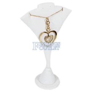 White Faux Leather Single Necklace & Earring Jewelry Display Holder Small Stand Angle