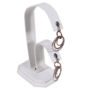 White Faux Leather Earring Jewelry Display Holder 2-Tier Rabbit Ear Style Stand