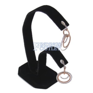Black Velvet Earring Jewelry Display Holder 2-Tier Rabbit Ear Style Stand Angle
