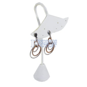 White Faux Leather Four Pair Earring Jewelry Display Holder Ginko Style Stand Angle