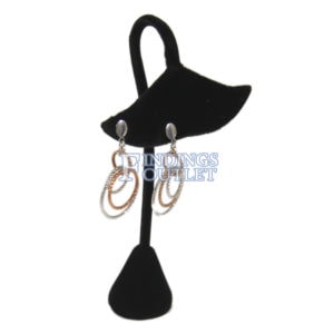 Black Velvet Four Pair Earring Jewelry Display Holder Ginko Style Stand Angle