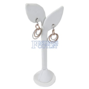 White Faux Leather One Pair Earring Jewelry Display Holder Leaf Style Stand Dangling Angle