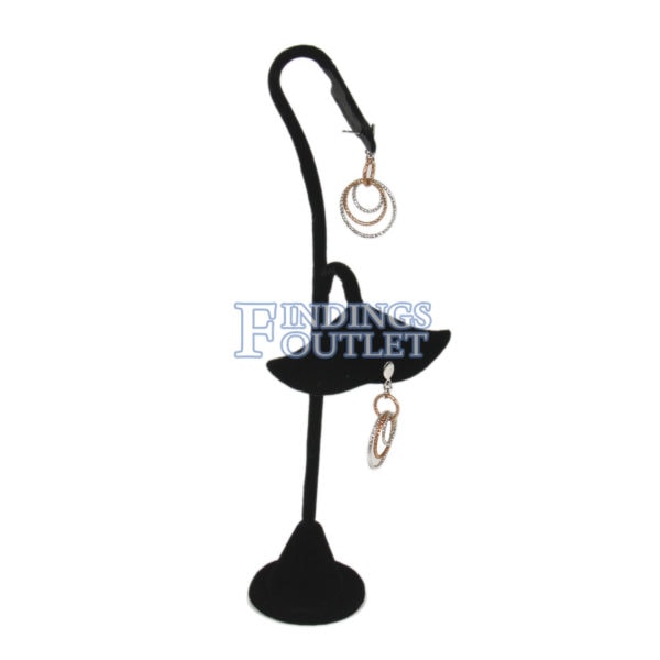 Black Velvet 8 Pair Earring Jewelry Display Holder Ginko 2-Tier Stand Angle