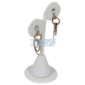 White Faux Leather Earring Jewelry Display Holder Elegant Fancy Circle Stand Angle
