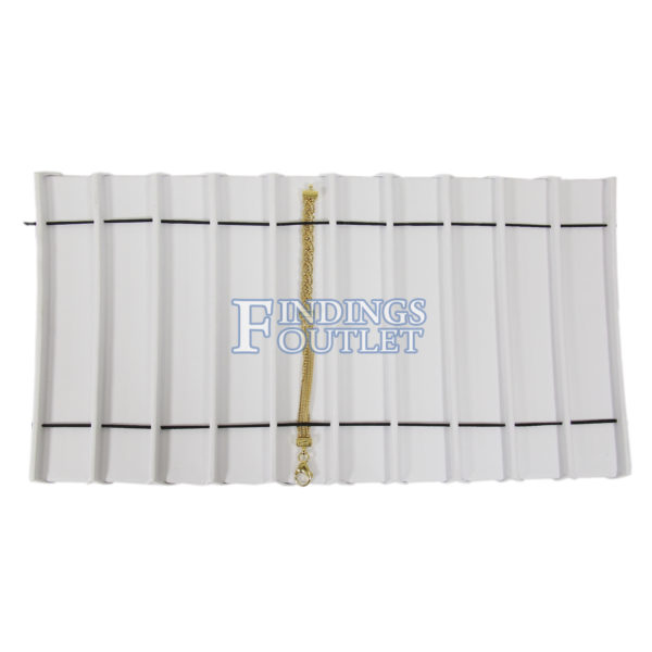 White Faux Leather 10 Slot Bracelet Jewelry Display Holder Full Size Tray Liner Straight