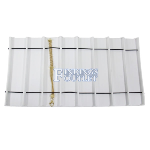 White Faux Leather 8 Slot Bracelet & Watch Jewelry Display Holder Full Size Tray Liner Straight