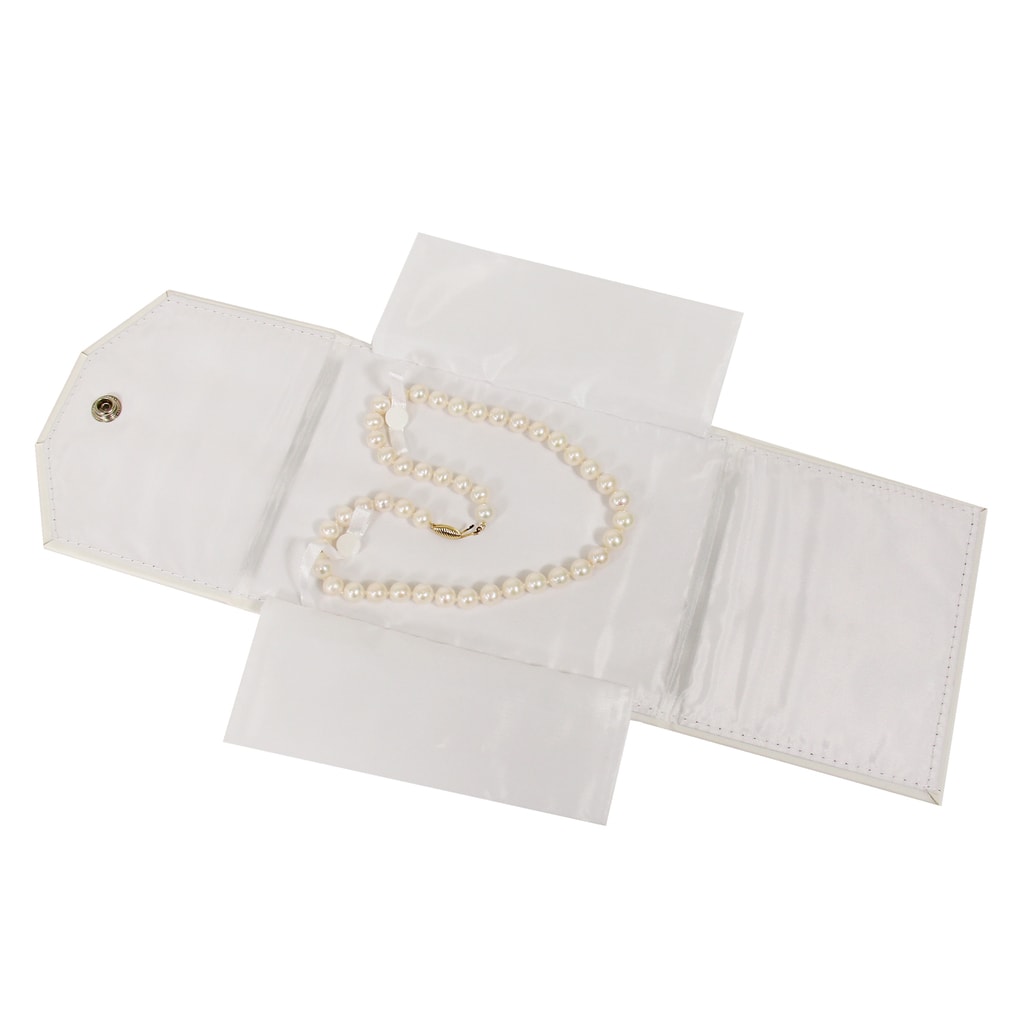 Pearl Necklace Folder Presentation Box Jewelry Display White Leatherette Box 