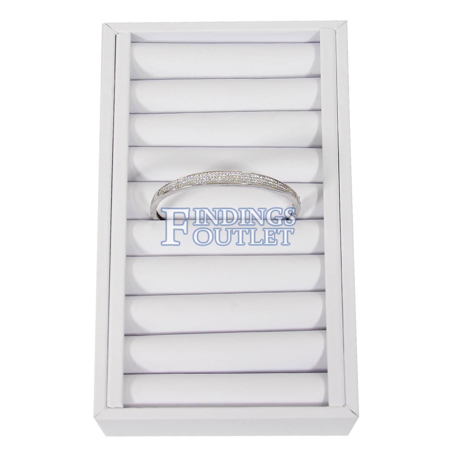 thumbnail interactive-video image 1 of White Faux Leather Medium Contour Bracelet Display Stand – Jewelry Holder 1 of 6