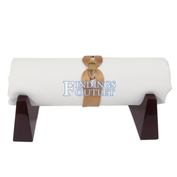 Rosewood White Faux Leather 5 Bracelet Bangle Jewelry Display Holder Stand Side