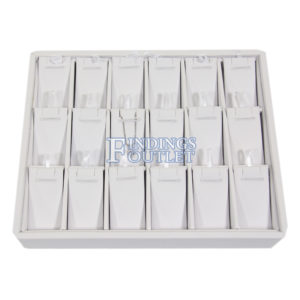White Faux Leather 18 Slot Pendant Jewelry Display Holder Showcase Stand Tray Straight