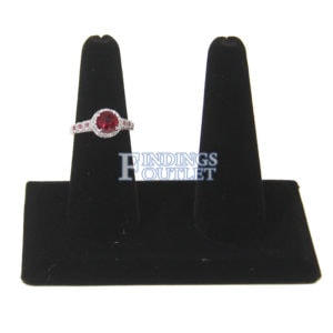Black Velvet 2 Ring Jewelry Display Holder Long Finger Showcase Organizer Stand Straight