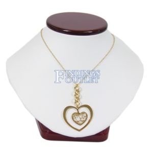 Rosewood White Faux Leather Necklace Chain Jewelry Display Holder Neckform Stand Straight