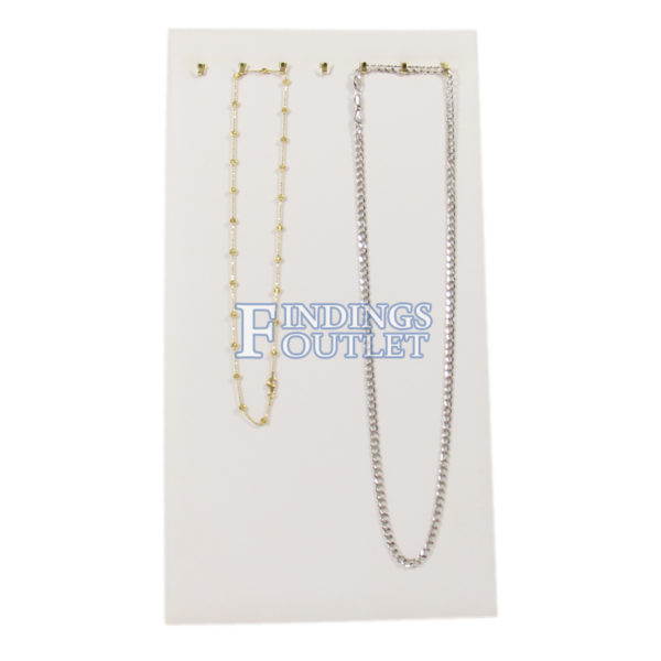 White Faux Leather 7 Hook Necklace Chain Jewelry Display Holder Neck Easel Stand Straight