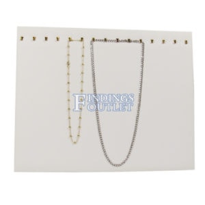 White Faux Leather 15 Hook Necklace Chain Jewelry Display Holder Neck Easel Stand Straight